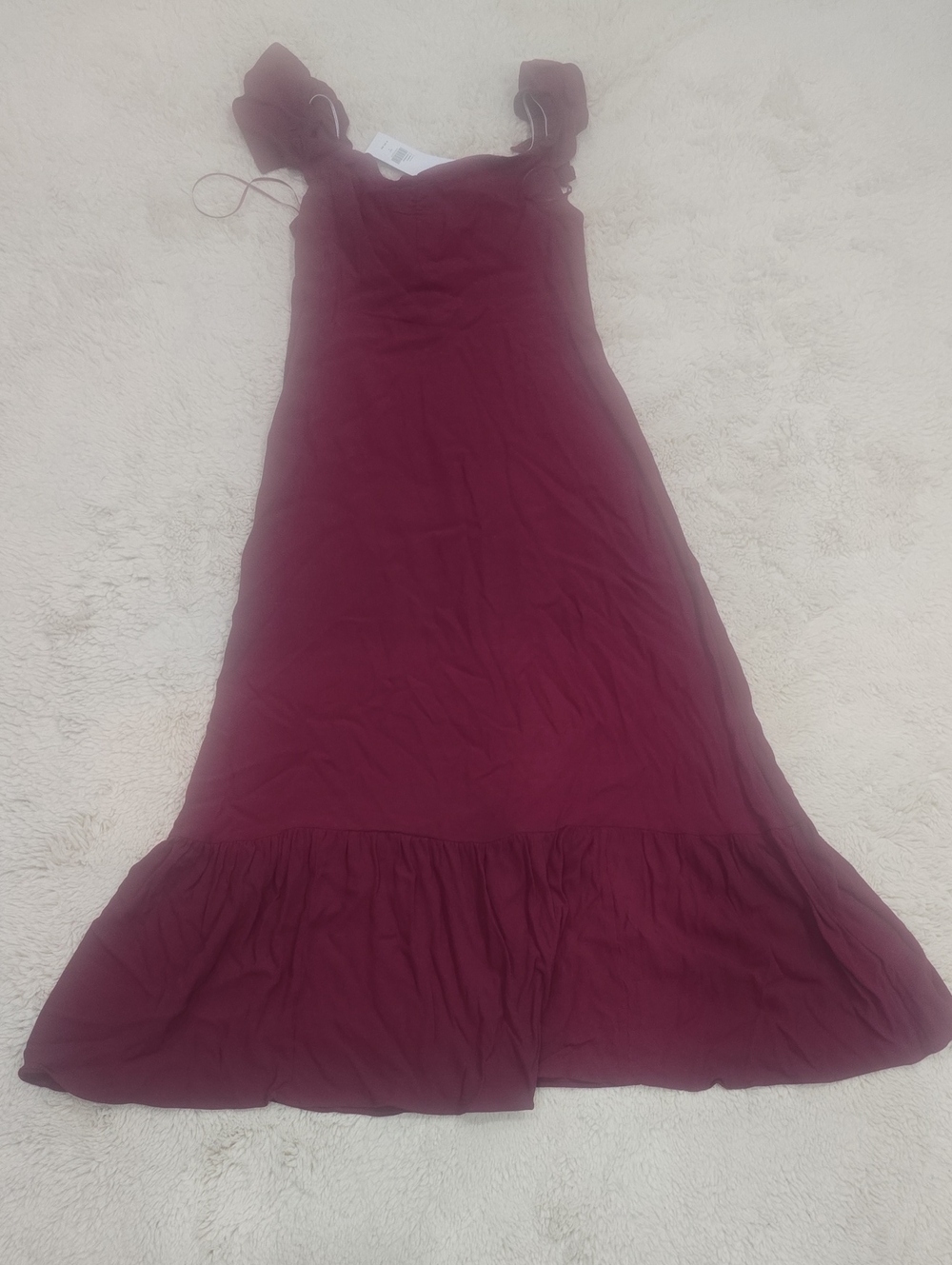 Urban Outfitters Burgundy Ruffle-Trim Maxi Dress